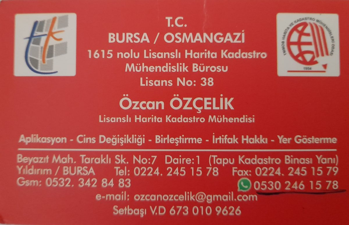 ÖZCAN ÖZÇELİK HARİTA KADASTRO